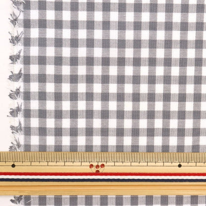 [From quantity 5] Fabric "T/C Gingham Gray 53614-2-1" which is hard to wrinkle