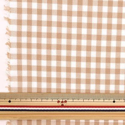 [From quantity 5] Fabric "T/C Gingham Brown 53614-2-2" which is hard to wrinkle