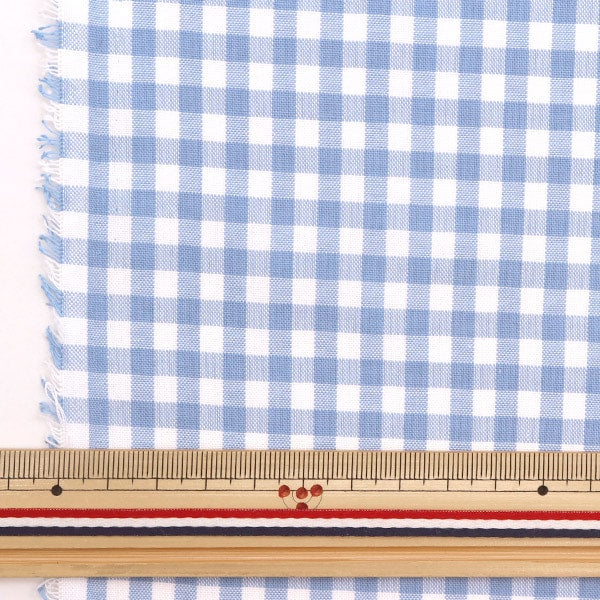 [From quantity 5] Fabric "T/C gingham saxophone 53614-2-4 that is hard to wrinkle"