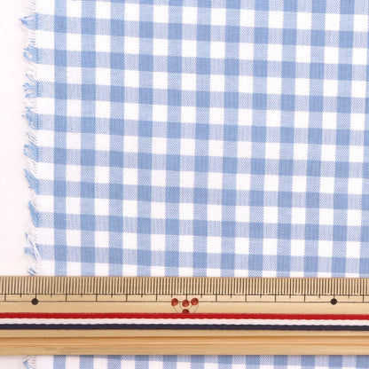 [From quantity 5] Fabric "T/C gingham saxophone 53614-2-4 that is hard to wrinkle"