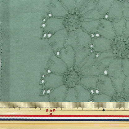 [From quantity 5] Fabric "Cotton Lace Flower Garden Blue Green LACE22-FL-BG"