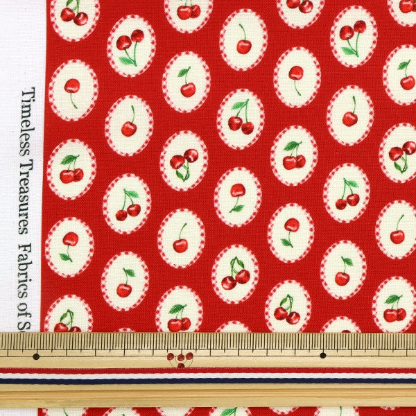 [From quantity 5] Fabric "USA Cotton Oval Cherry Port Latts CD1545-RED"