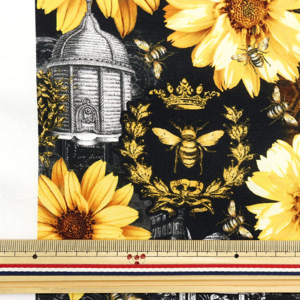 [From quantity 5] Fabric "USA Cotton Queen Bee Pattern CD1351-Black"