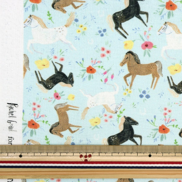 [From quantity 5] Fabric "USA cotton ranch horse pattern CD1555-SKY"