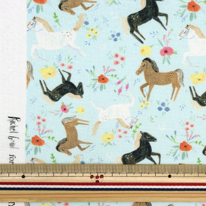 [From quantity 5] Fabric "USA cotton ranch horse pattern CD1555-SKY"