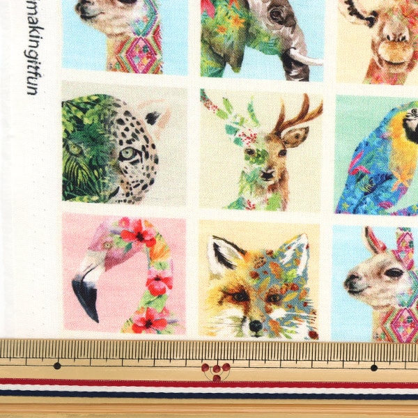 [From quantity 5] Fabric "USA Cotton Animal Port Cream DDC10484-Cream-D"