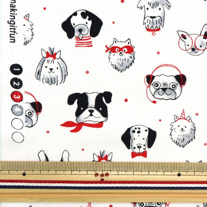 [From quantity 5] Fabric "USA Cotton POSH PUPS White CX10627-WHITE"
