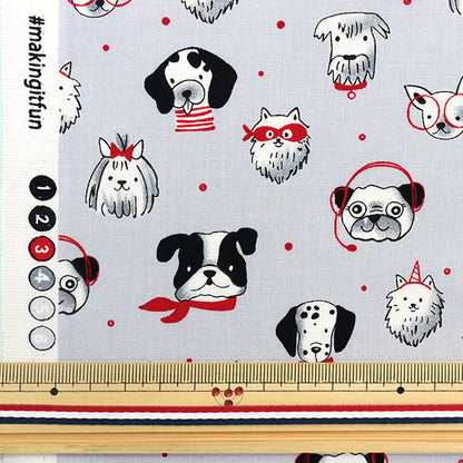 [From quantity 5] Fabric "USA Cotton POSH PUPS Gray CX10627-GRAY"