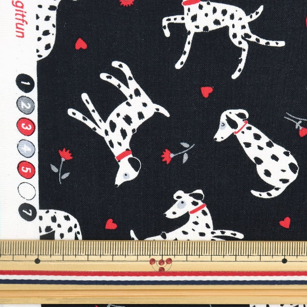 [From quantity 5] Fabric "USA Cotton Paddy Dog Black CX10628-BLACK"