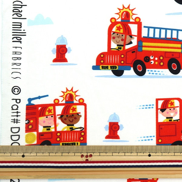 [From quantity 5] Fabric "USA Cotton Fire Brigade White DDC10582-MULT"