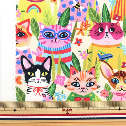 [From quantity 5] Fabric "USA cotton FUNNY FELINES Cream DDC10613-Cream-D"