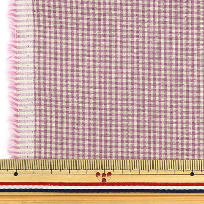 [From quantity 5] Fabric "Gingham check of dull color color (small) pink 14300-1-3"