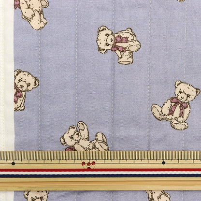 Fabric 『SheetingQuilt Cut Cloth Approximately 105cm x 50cm Milk Latte Kuma-chan Nuance Blue CQMLJS-03A "