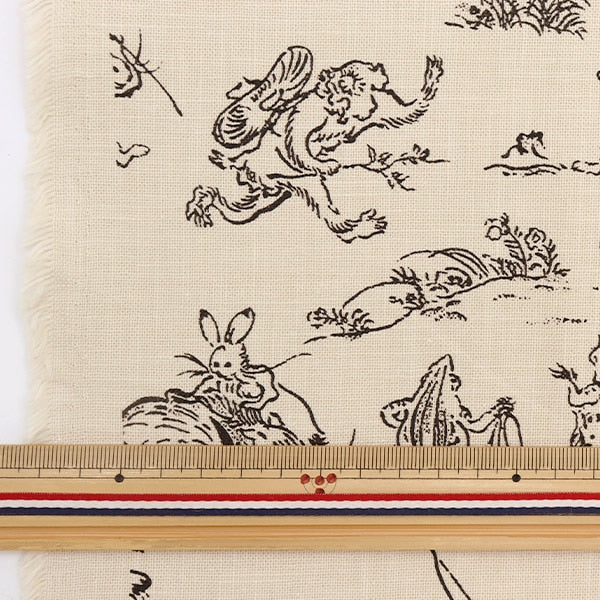[From quantity 5] Fabric "Ai-colored cloud bird beast 戲 painting style kinari KW-7070-7B"