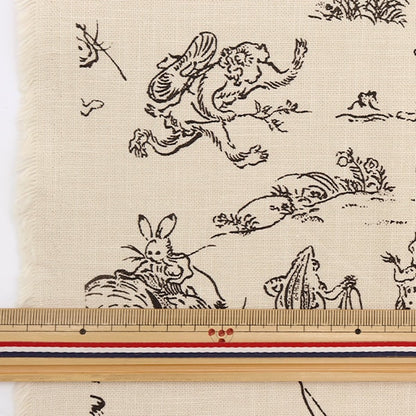[From quantity 5] Fabric "Ai-colored cloud bird beast 戲 painting style kinari KW-7070-7B"