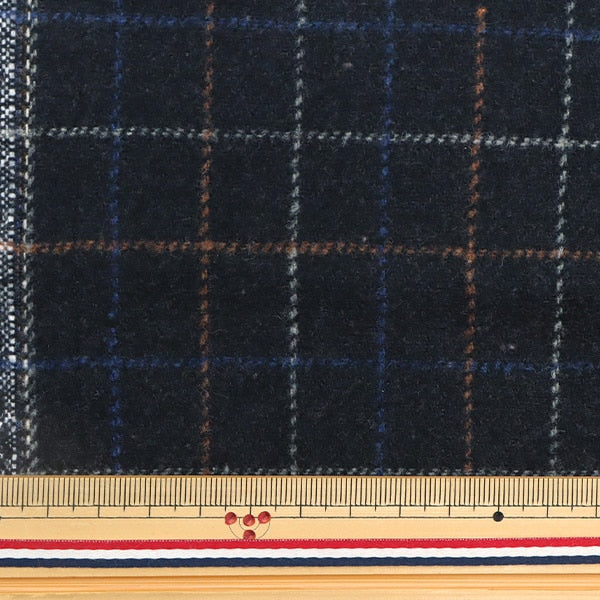 [From quantity 5] Fabric "Wool-blended Washable Wind Pen Navy WPC4311-03NV"