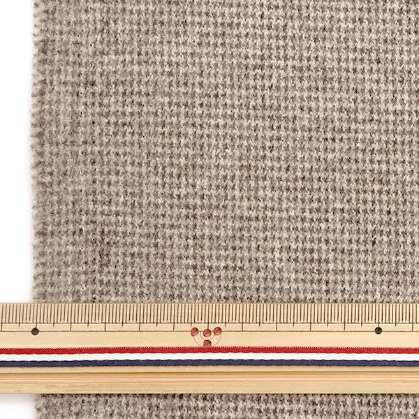 [From quantity 5] Fabric "Washing wool-like check cream x brown wlike-che-A"