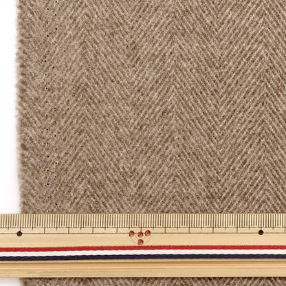 [From quantity 5] Fabric "Washed woollike herringbone beige x brown wlike-Her-A"
