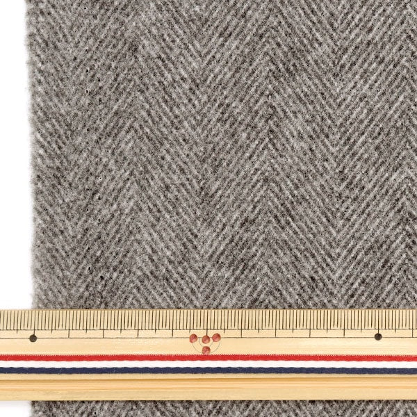 [From quantity 5] Fabric "Washed wool-like herringbone light gray x gray WLIKE-HER-B"