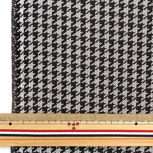 [From quantity 5] Fabric "Knit Chidori White x Black BK44189-BK"