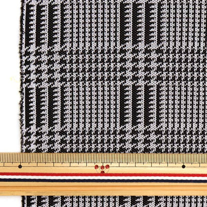 [From quantity 5] Fabric "Knit Glen Check White x black BK44226-BK]