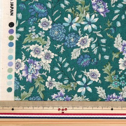 [From quantity 5] Fabric "Cotton linenSheeting Floral green green AP31806-1C]