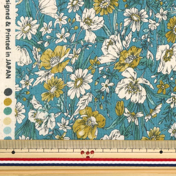[From quantity 5] Fabric "Cotton linenSheeting Flower pattern green AP31806-2C]