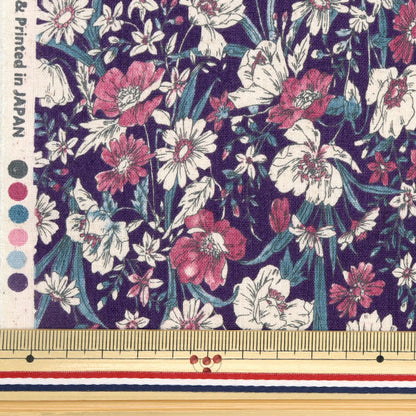 [From quantity 5] Fabric "Cotton linenSheeting Floral pattern Murasaki AP31806-2D]