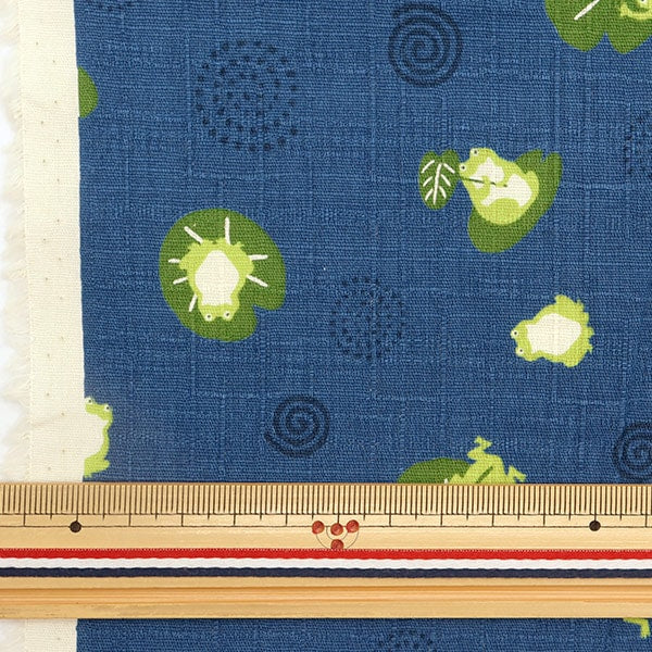 [From quantity 5] Fabric "Dobby Japanese pattern Fukufuku Kael Navy AP31904-1E"
