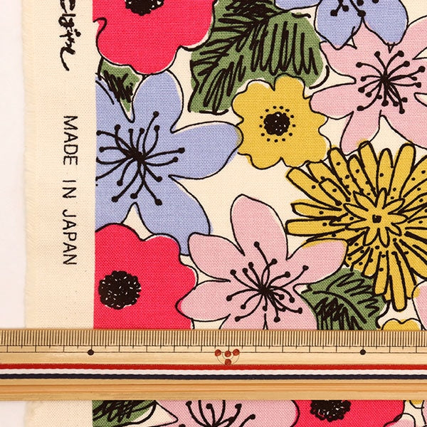 [From quantity 5] Fabric "Ukonoko Fool No. 10 Canvas HANA Pattern Up5838-A" COTTON KOBAYASHI