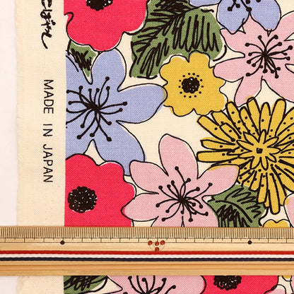 [From quantity 5] Fabric "Ukonoko Fool No. 10 Canvas HANA Pattern Up5838-A" COTTON KOBAYASHI