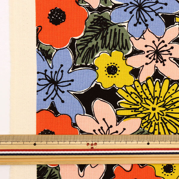 [From quantity 5] Fabric "Ukako Fool No. 10 Canvas HANA Pattern Up5838-C" COTTON KOBAYASHI