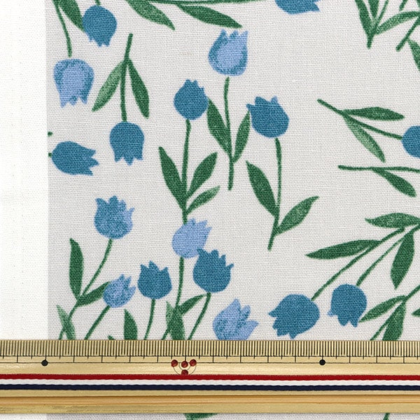 [From quantity 5] Fabric "Cotton hemp canvas flower language tulip total pattern gray 142-1291-B2"
