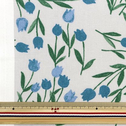 [From quantity 5] Fabric "Cotton hemp canvas flower language tulip total pattern gray 142-1291-B2"