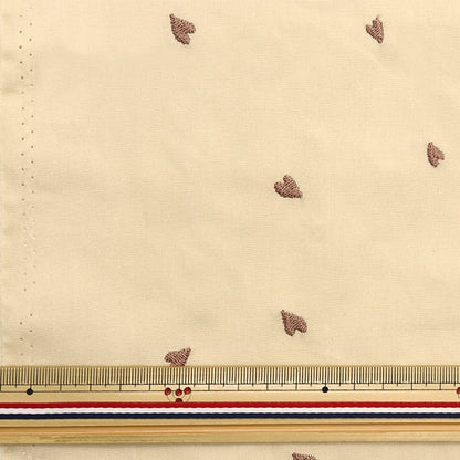 [From quantity 5] Fabric "Soft Broad Embroidery Heart Light Beige KOF-54LBE"