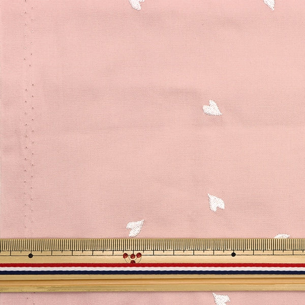 [From quantity 5] Fabric "Soft Broad embroidery Heartlight Pink Kof-54LP"
