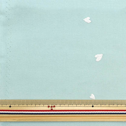 [From quantity 5] Fabric "Soft Broad embroidery Heart Light Blue KOF-54Lbl"