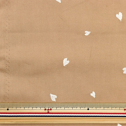 [From quantity 5] Fabric "Soft Broad embroidery Heart beige Kof-54BE"