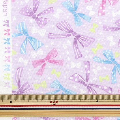 [From quantity 5] Fabric 『Oxford RibbonPop Purple coca-ribbon-C]