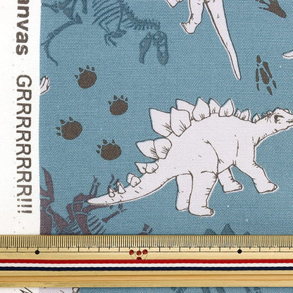 [From quantity 5] Fabric 『Oxford Dinosaur pattern blue coca-grrr-f]