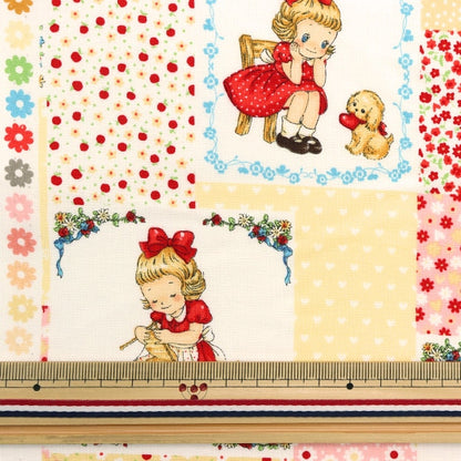 [From quantity 5] Fabric 『Scare Print Margaret & Sophie Yellow MS7010-12A]