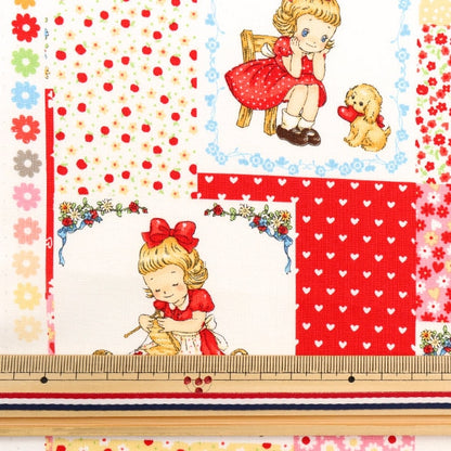 [From quantity 5] Fabric 『Scare Print Margaret & Sophi Red MS7010-12D]