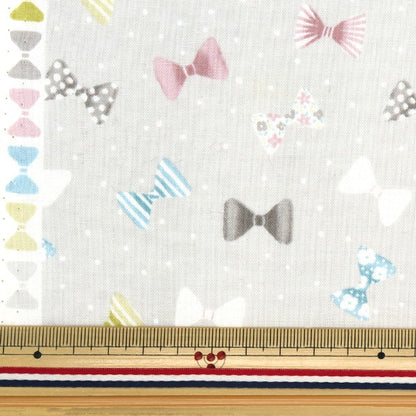 [From quantity 5] Fabric 『Sheeting Petit collection Ribbon Beige PTC-RIB-C]
