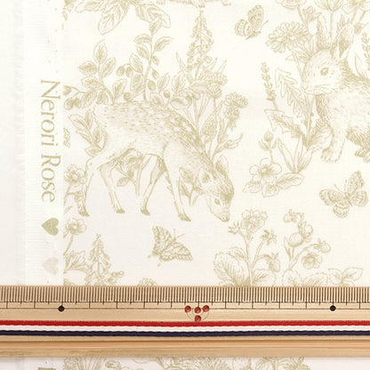[From quantity 5] Fabric "Cotton Satin Nerori Rose Garden Green NRF-01G"