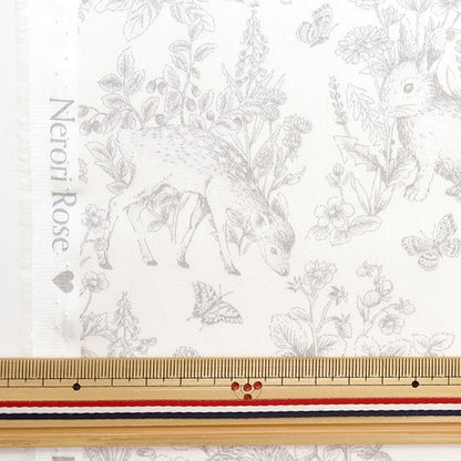 [From quantity 5] Fabric "Cotton Satin Nerori Rose Garden Gray NRF-01GRY"