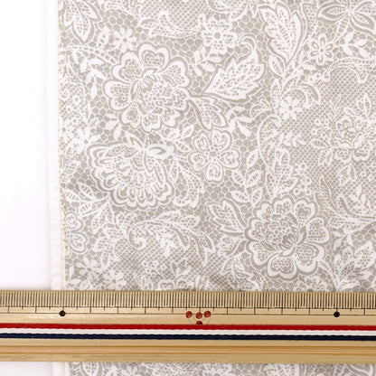 [From quantity 5] Fabric "Cotton Satin Quilt Nerori Rose Romantic Lace Gray NRF-02Q-GRY"