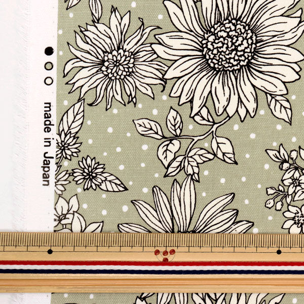 [From quantity 5] Fabric 『Oxford Etching Flower Green 38108-1C]