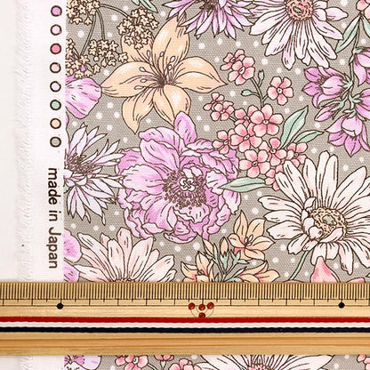 [From quantity 5] Fabric 『Oxford Etching Flower Gray 38108-2D]