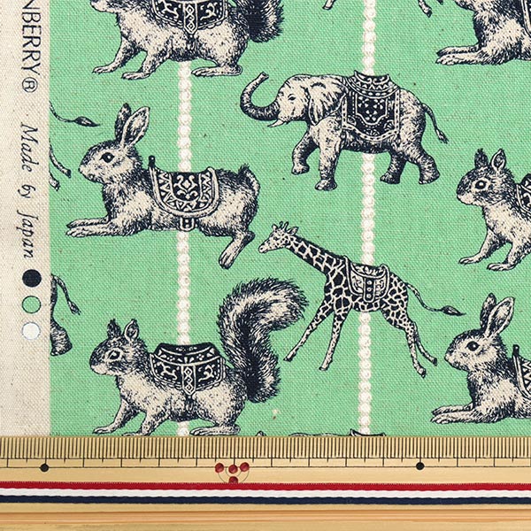 [From quantity 5] Fabric "Cotton hemp canvas merry-go-round mint 850386-3"