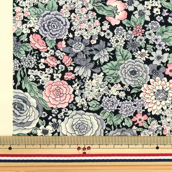 [來自數量5] 織物 “寬玫瑰灰色kts6924-e”棉花Kobayash棉花Kobayashi Kobayashi。